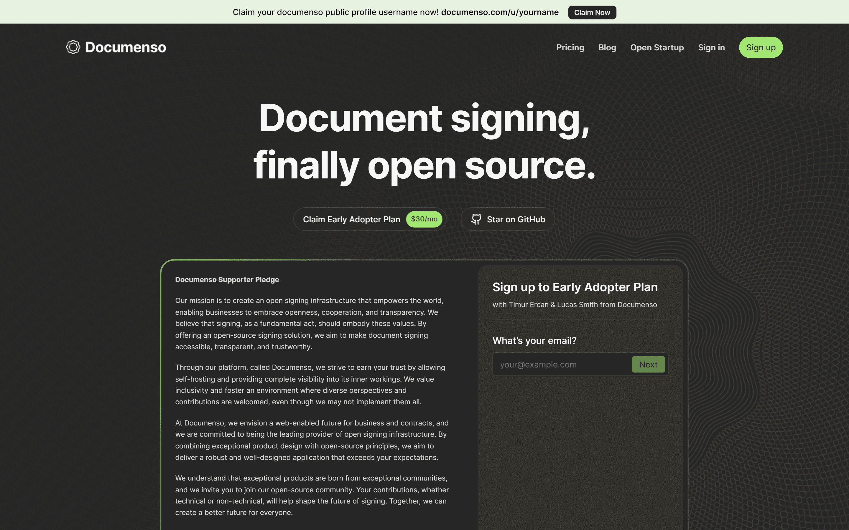 Screenshot of Documenso
