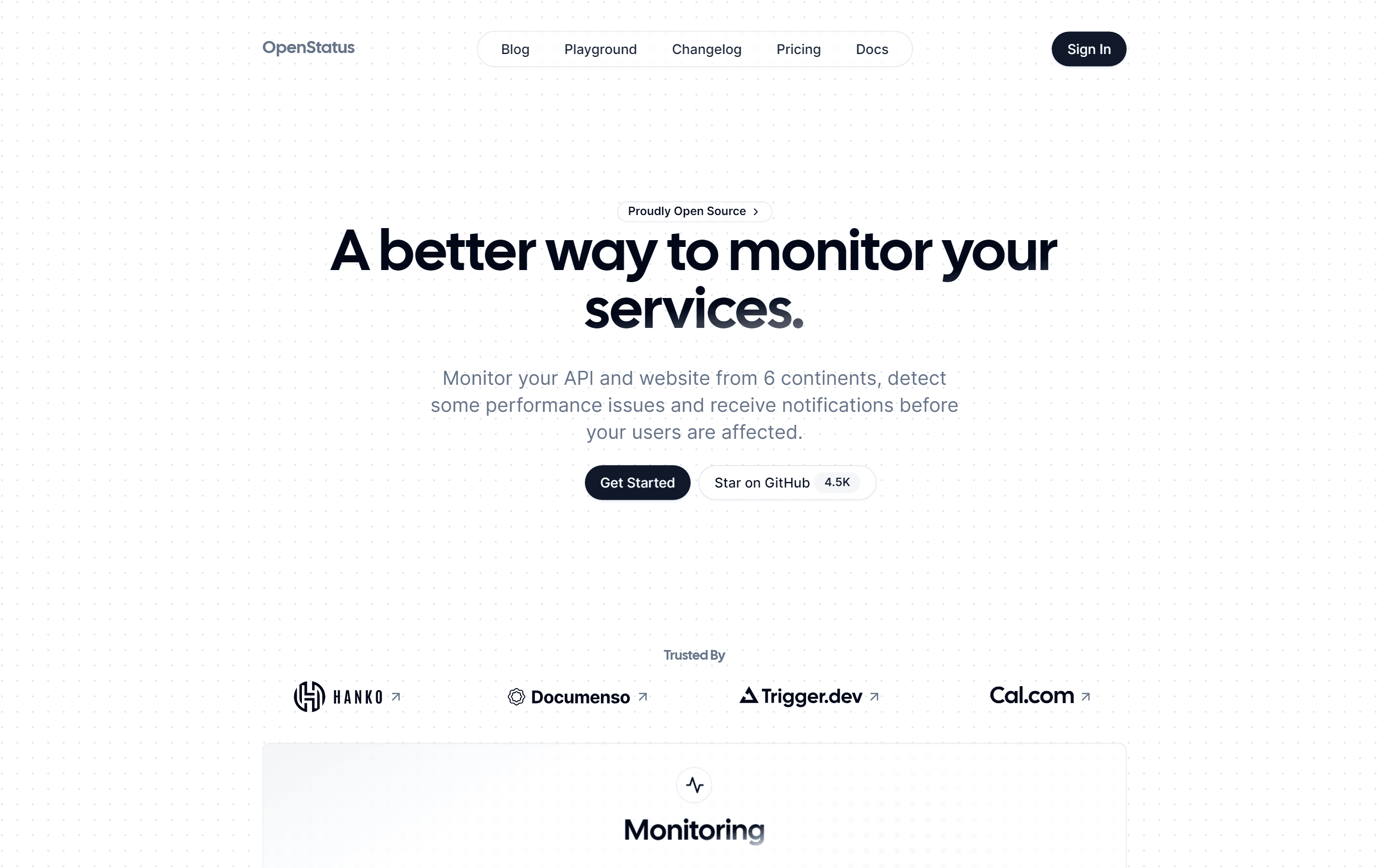 Screenshot of OpenStatus